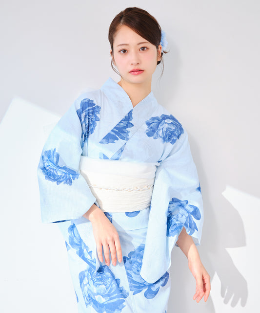 ［浴衣３点セット］ロマン百花繚乱(勿忘草)