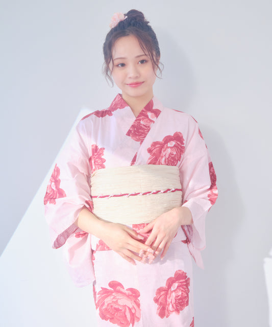 ［浴衣３点セット］ロマン百花繚乱(撫子色)