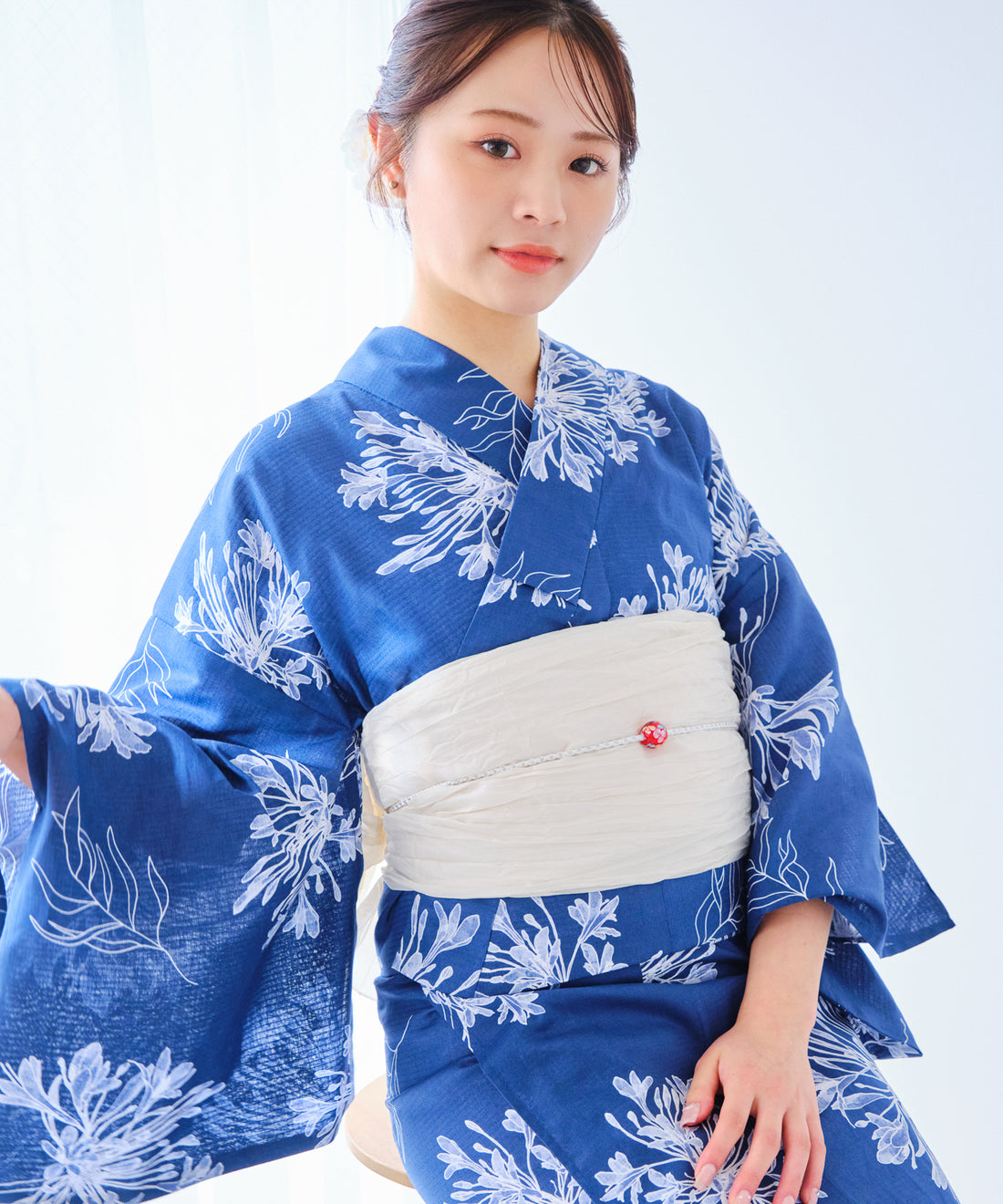 [浴衣一式] 宵に舞う紫君子蘭