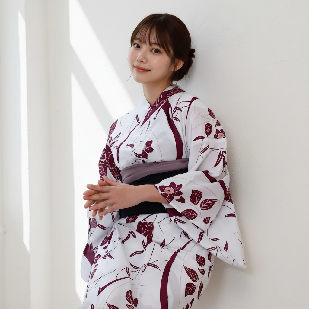 [浴衣一式] 白風に舞う藍の花