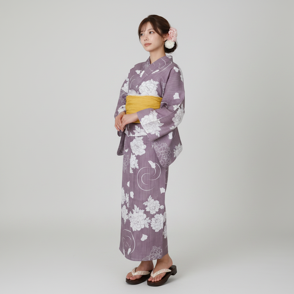 [浴衣一式] 藤霞に舞う花々